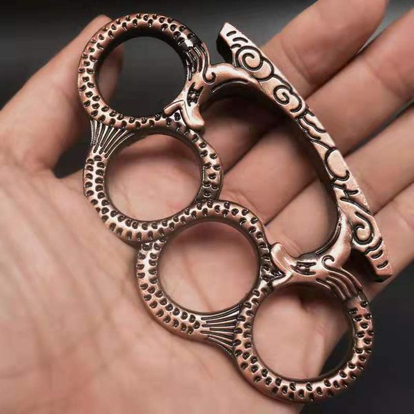 

double dragon alloy finger tiger martial arts fighting equipment with fist clasp ring iron four finger tiger self defense weapon hand brac04