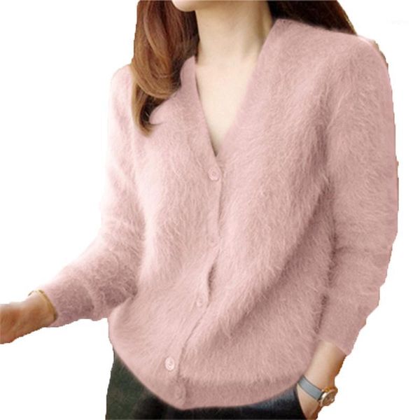 

kulazopper spring autumn women single button knitted cardigan lady long sleeve v-neck sweater female cardigan with buttons kw0661, White;black