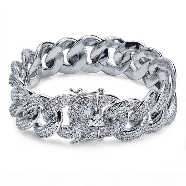 

designer bracelet hip hop jewelry men iced out bracelet bling diamond tennis bracelets luxury bangle love charm cuban link chain accessories, Black