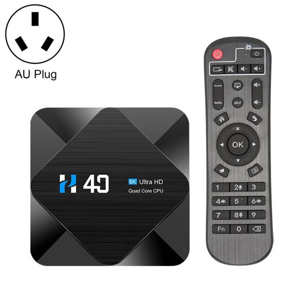 

h40 4k ultra hd smart tv box android 100 media player wtih remote control quad-core ram 4gb rom 32gb