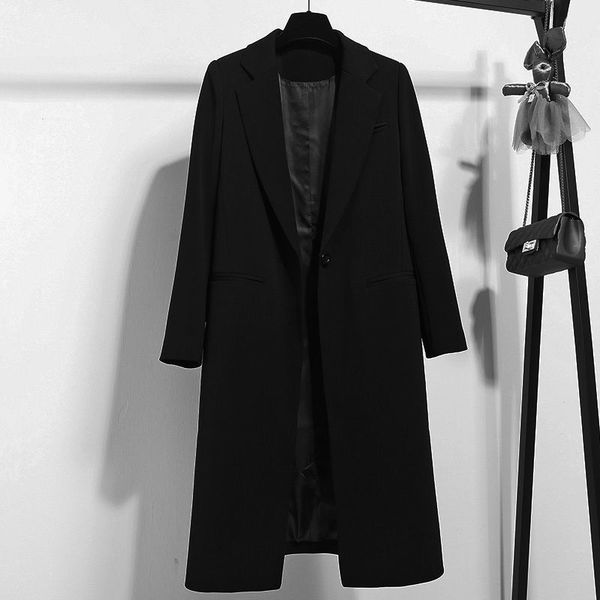 

spring autumn new ol long blazer women 2020 slim jacket women work office single button blazer feminino mujer black blazer c1008, White;black