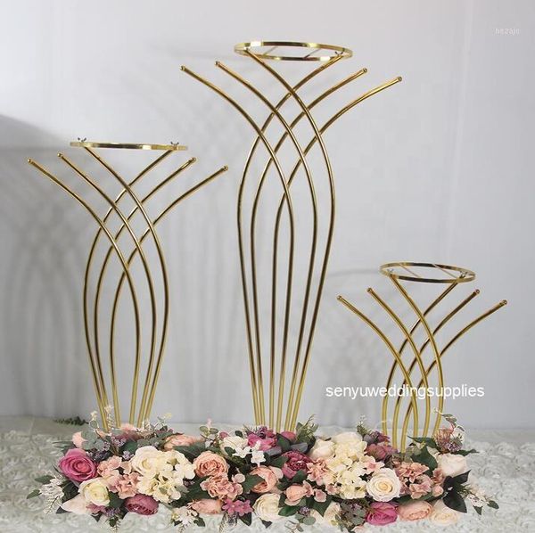 10 adet Fabrika Toptan Düğün Tall Metal Masa Centerpiece Standları Çiçek Vazo Standı Altın Sütun Dekorasyonu1