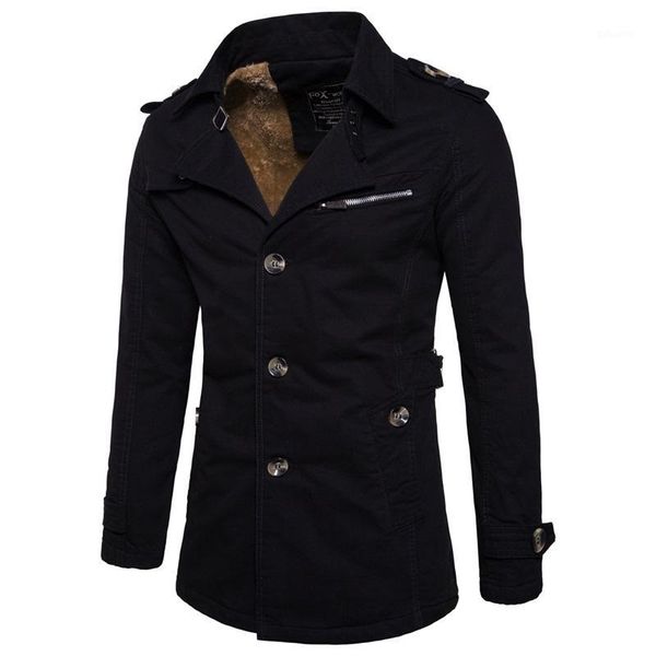 

winter cotton men's plus cashmere warm trench coats , fashion plus size mens business jackets , father's day gift jacket men1, Tan;black