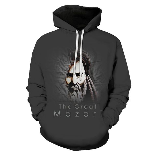 

personalized gray print pullover european and american men's hooded sweater, Black
