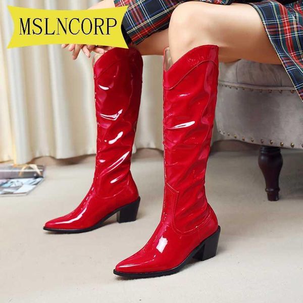 

big size 34-46 women boots knee high boots western cowboy for women long winter pointed toe cowgirl motorcycle1, Black