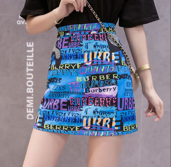 

2021 new printing high-waisted cartoons miniskirt summer woman pencil skirt big size young line vintage design fit thin 31bs, Black