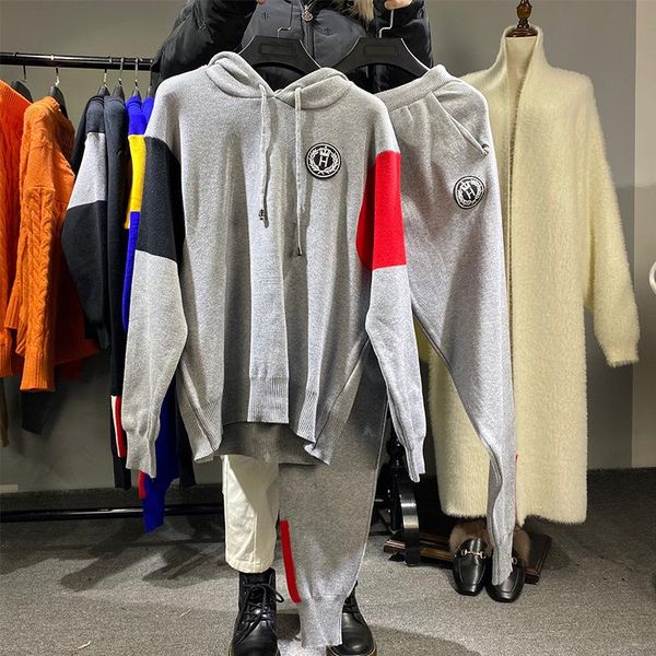 

women's two piece knitting suit, White;black