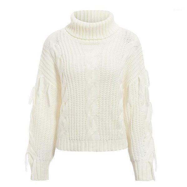 

solid deep gray casual women sweaters 2019 winter turtleneck knitwear sweater oversized tassel knitted pullovers jumpers1, White;black