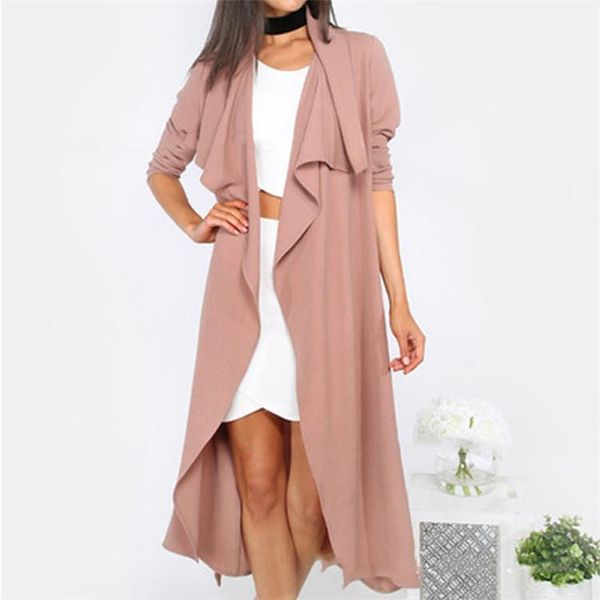 

trench coat european style new style plus-sized trench coat solid color dacron jacket women slim fit waist belt double breasted1, Tan;black