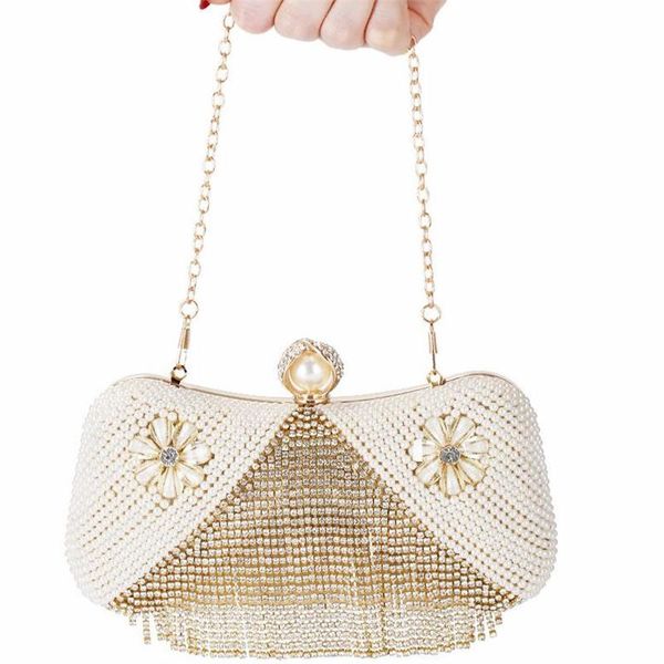 

2020 diamond tassel clutch purse wedding banquet wallets beads ring shoulder bags patchwork bags drop shipping mn1510