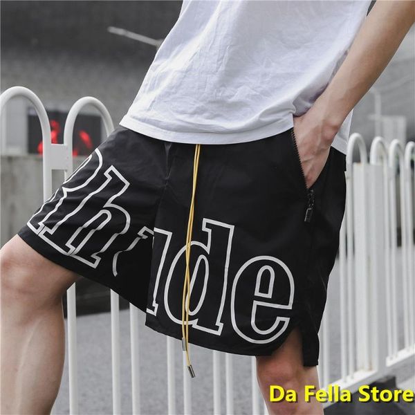 

shorts men women big letter logo shorts 2021 summer casual oversize breechcloth yellow drawstring zipper head, White;black