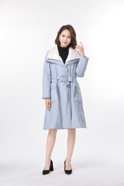 

2020 autumn and winter new casual fashion style blue regular style lapel women's silk down jacket, Black