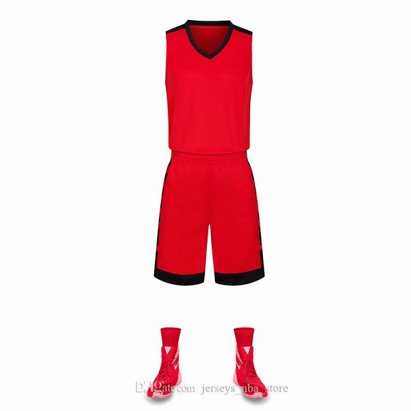 

discount men training basketball sets with shorts uniforms reversible basketball jerseys for that home and away look kits sports 44-33, Black;red