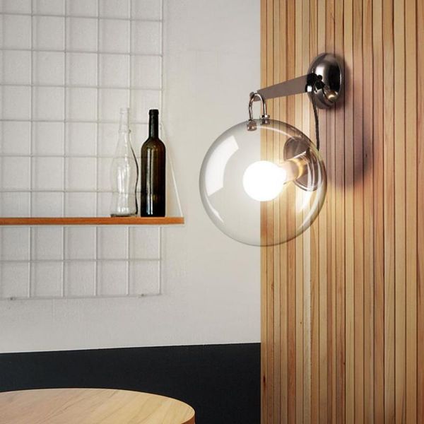 

hallway 1 pcs transparent glass ball wall lamp retro industrial lighting bedroom vintage wall lights novelty light cafe bar lamp