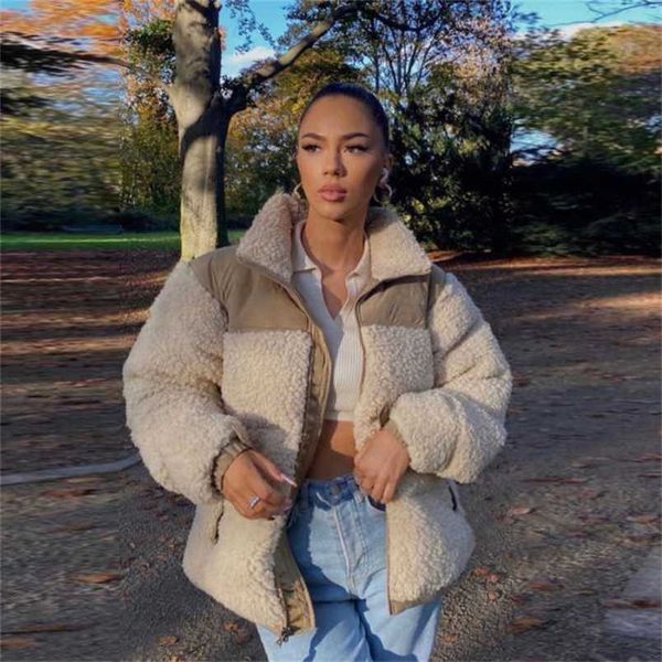 

suede fur fleece jacket women faux shearling outerwear coats female thick warm lamb puffer jackets coat man winter teddy jacket 220114, Black;brown