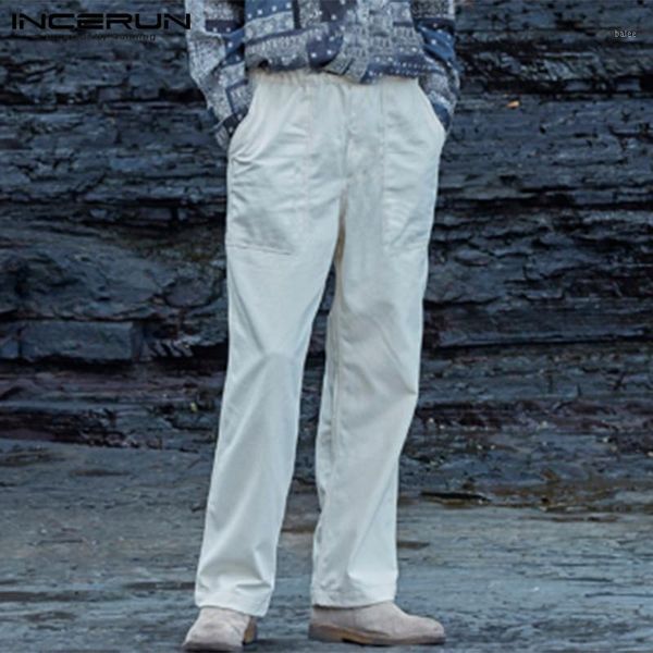 

incerun casual pants men joggers solid streetwear baggy leisure drawstring trousers men 2019 retro workout pants harajuku s-3xl1, Black