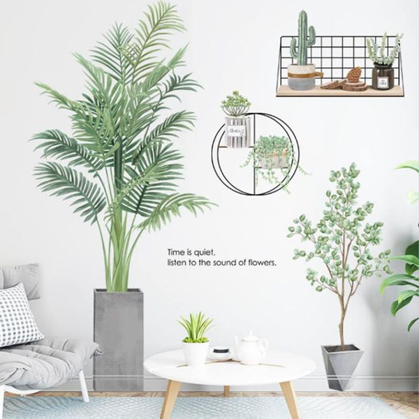 

wall stickers nordic style decorative painting landscape natural beautiful green plants bedroom bedside living room background