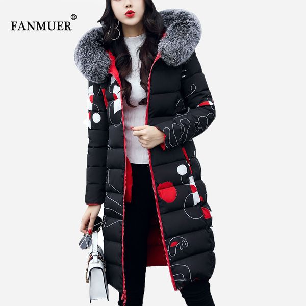 

2021 new winter jacket women new arrival print parka ladies coats winter coat women clothing casacos de inverno feminino coat women k96s, Black