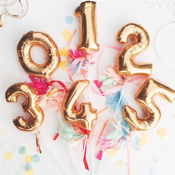 

16inch number balloons decoration happy birthday party baby shower balloons rose gold silver foil number ballons party supplies wmtpfv