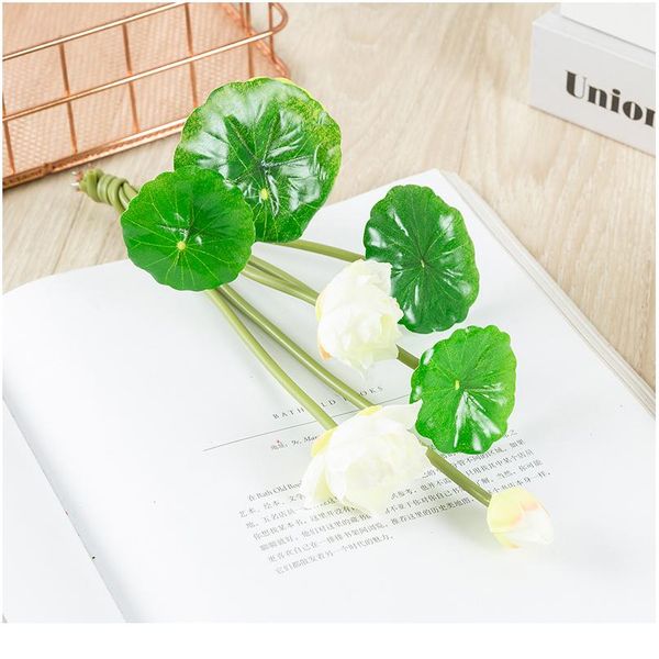 

27cm long lotus mixed color artificial flower lifelike water lily micro landscape for wedding pond garden fake plan jlljqt