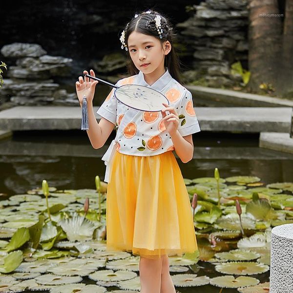 

new kids hanfu dress chinese style girls summer clothes chinese ancient and traditional folk dance performance costume dql13991, Black;red