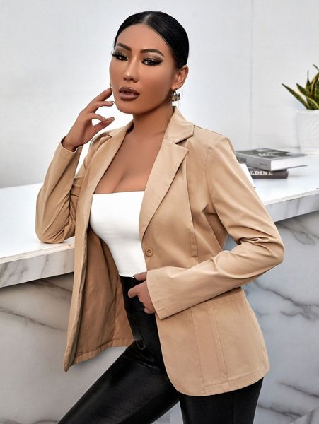 

sxy lapel neck pocket patched blazer h57u#, White;black