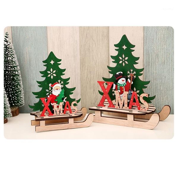 

diy wooden assembled santa claus christmas creative painted diy snowmobile ornament children's gifts for christmas new1