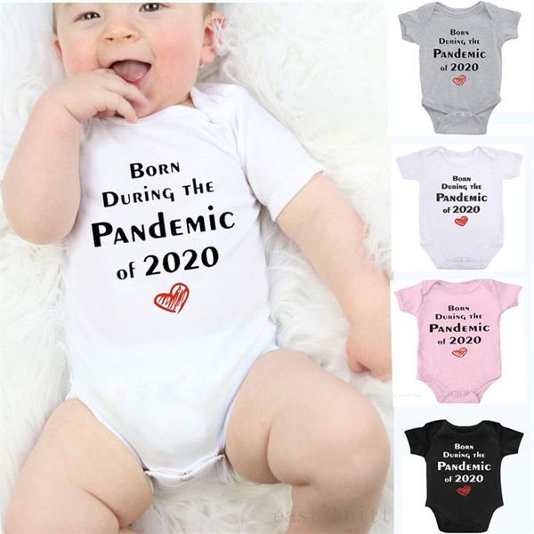 

2020 newborn baby born 2020 printed letter short sleeved toddler girls romper kids summer clothes roupa de bebes pajamas, Blue