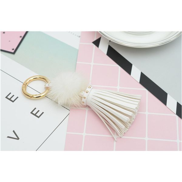 

leather tassels with mink fur ball key chain with one tassels for car keychain bag key ring jewelry eh812 f jlludc, Slivery;golden