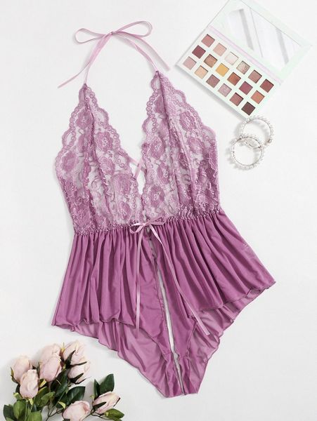 

plus contrast lace mesh teddy bodysuit d3wq#, Black;white