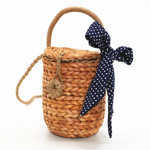 

bow shoulder bag dual-use handbag straw bags for women beach women summer rattan bag handmade
