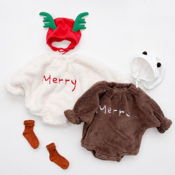 

2021 new baby bodysuit boys girls winter fleece jumpsuit soft cute letter print onesie newborn infant bodysuits molw, Blue