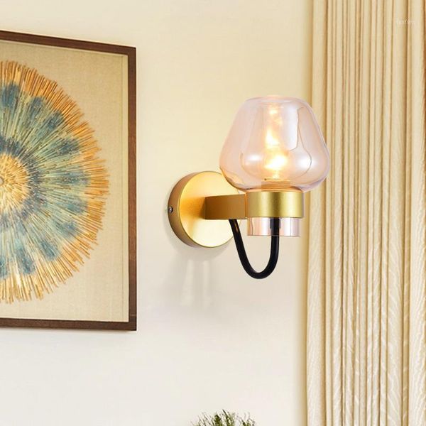 

loft abajur living room decoration wall lamp glass ball aisle bedside bedroom espelho cabecero de cama1