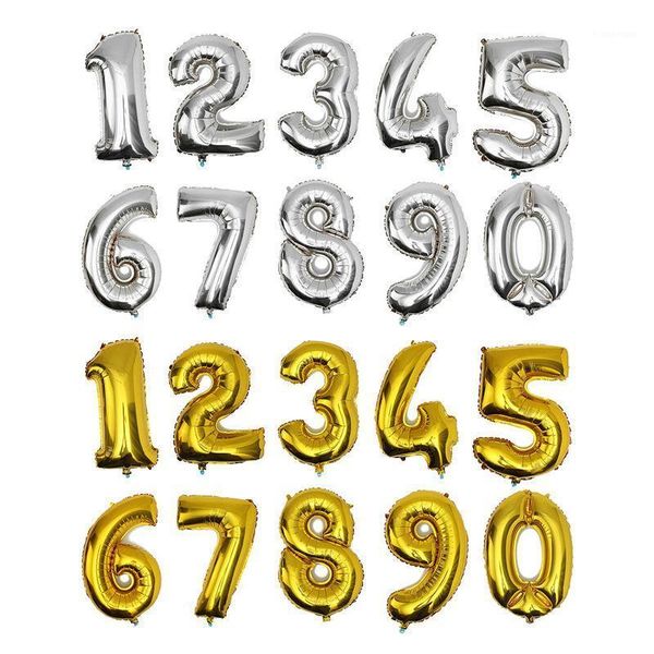 

32inch number foil balloons blanco gold silver big ballon number 1 2 3 4 5 6 7 8 9 0 optional age birthday party1
