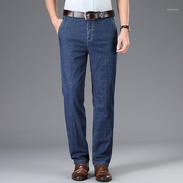 

2020 new fashion men jeans blue classical vintage elastic casual business long pants high waist father smart straight jeans men1