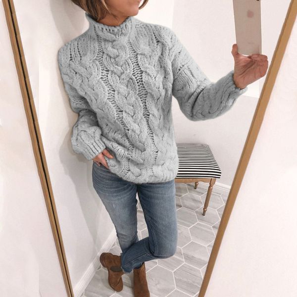 

casual solid oversized sweaters women autumn winter thick warm turtleneck plus size sweaters knitted jumpers pullovers 201130, White;black