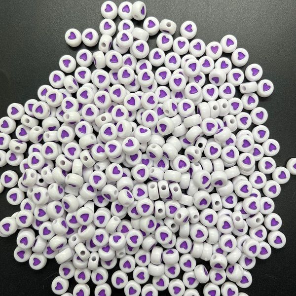 

new 100pcs 4x7mm peach heart beads white multicolour acrylic oblate beads diy craft for jewelr sqcrds, Black