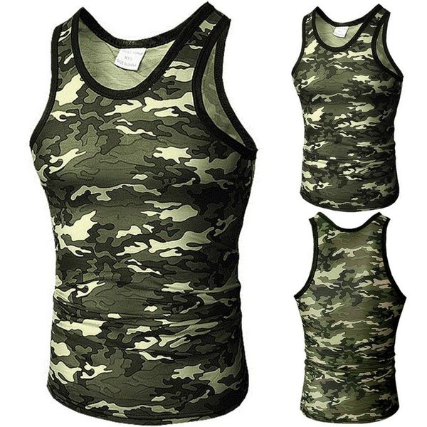

men' tank summer casual sport camouflage elastic vest male bodybuilding musculation singlet muscle shirt camiseta 2021, White;black