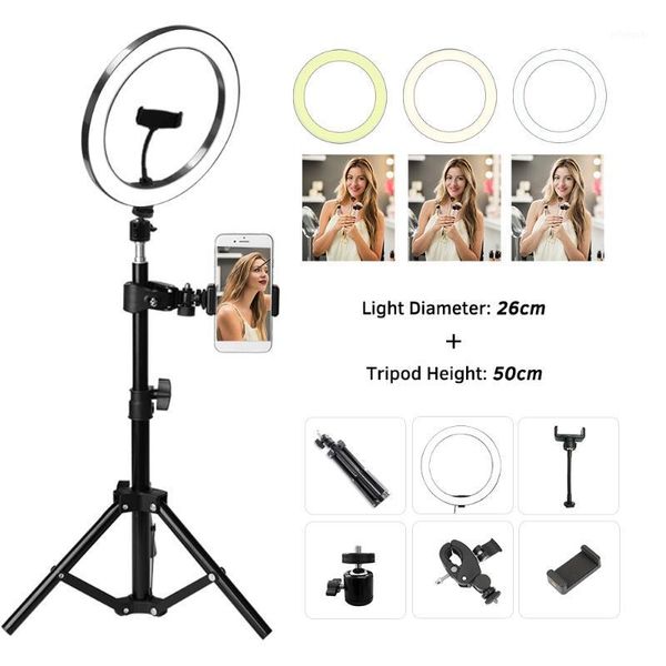 

flash heads 26cm selfie fill led ring light po pography lamp live stream makeup youtube video with 50cm tripod stand studio ringlight1