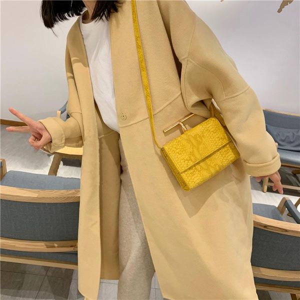 

yellow women handbags retro serpentine chain bag printed small pu snake leather shoulder crossbody bags female messenger bag 514