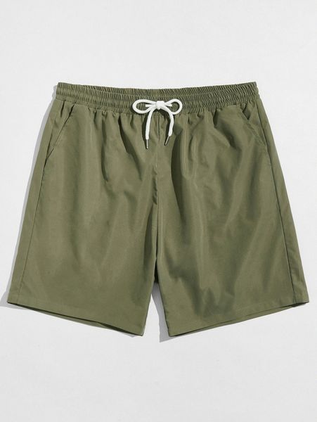 

men solid drawstring waist shorts c7ai#, Black