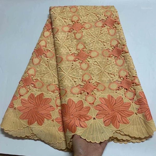 

2020 african nigerian water soluble laces fabrics double color lace fabric with stones african laces 5 yards/lot1, Pink;blue