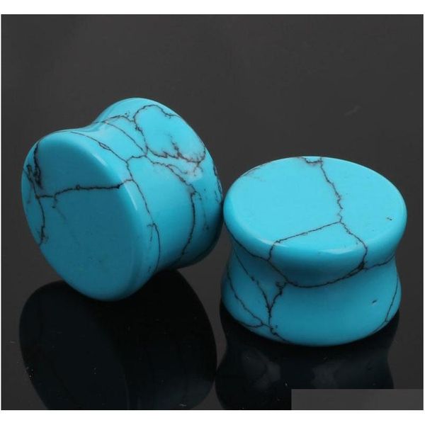

turquoise stone saddle ear gauges ear plugs flesh tunnels 5-16mm body jewelry solid ear stretcher expander km3bh, Silver