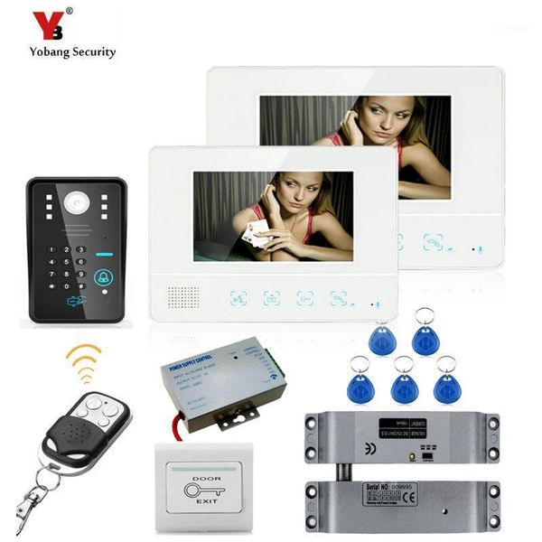 

video door phones yobang security 7 inch tft touch screen phone doorbell intercom kit 1-camera 2-monitor night intercom1