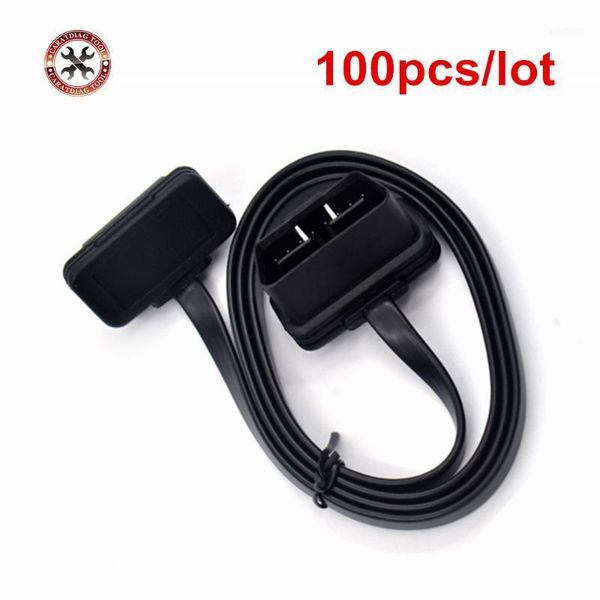 

100pcs 16pin obdii 60/100cm cable connector diagnostic-tool elm327 adapter flat thin as noodle male to female extension1