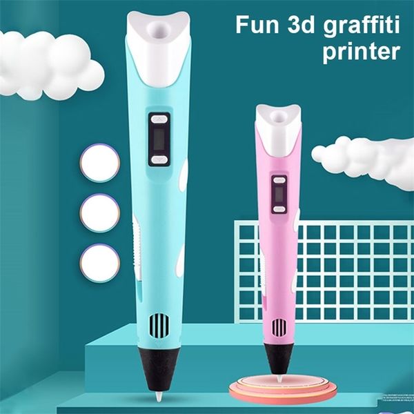 3D Pen 2-й 3D Печатная ручка LCD дисплей экран рисования инструменты картины граффити для детей DIY DIY ручной работы ремесел рождественские подарок 201214