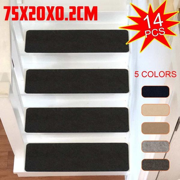 

carpets 14pcs self-adhesive stair pads 20x75cm lengthen anti-slip rugs carpet mat sticky bottom repeatedly-use safety for home