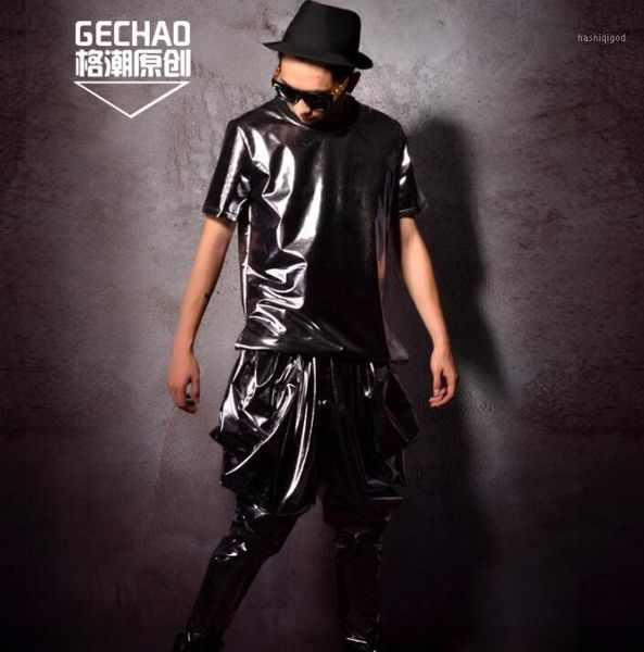 

shirt men silver coated hip hop shirt teenage punk slim harlan series mens personality stage singer dance1, White;black