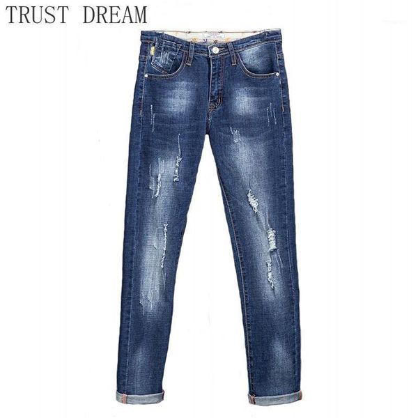 

ripped jeans men scratch slim stretch streetwear frayed hip hop distressed casual straight denim pants male clothing1, Blue