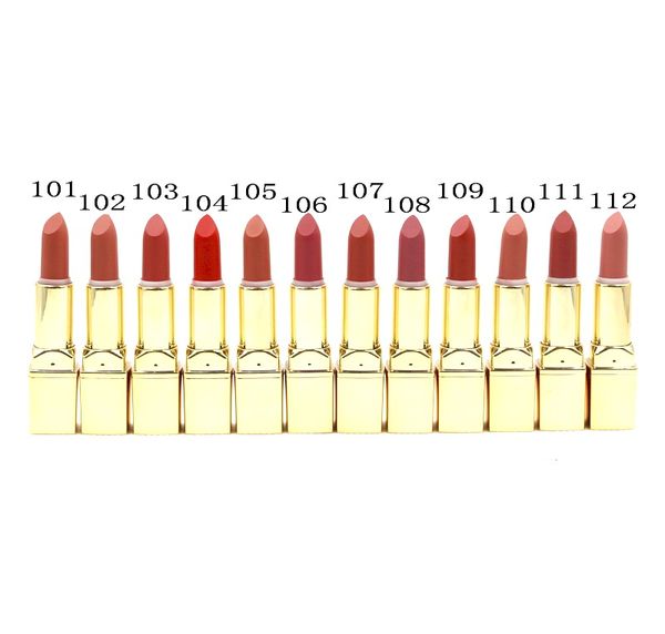 

matte lipstick lustre matt rouge a levres easy to wear natural gold square tube 3.5g 12 color makeup woman lip stick